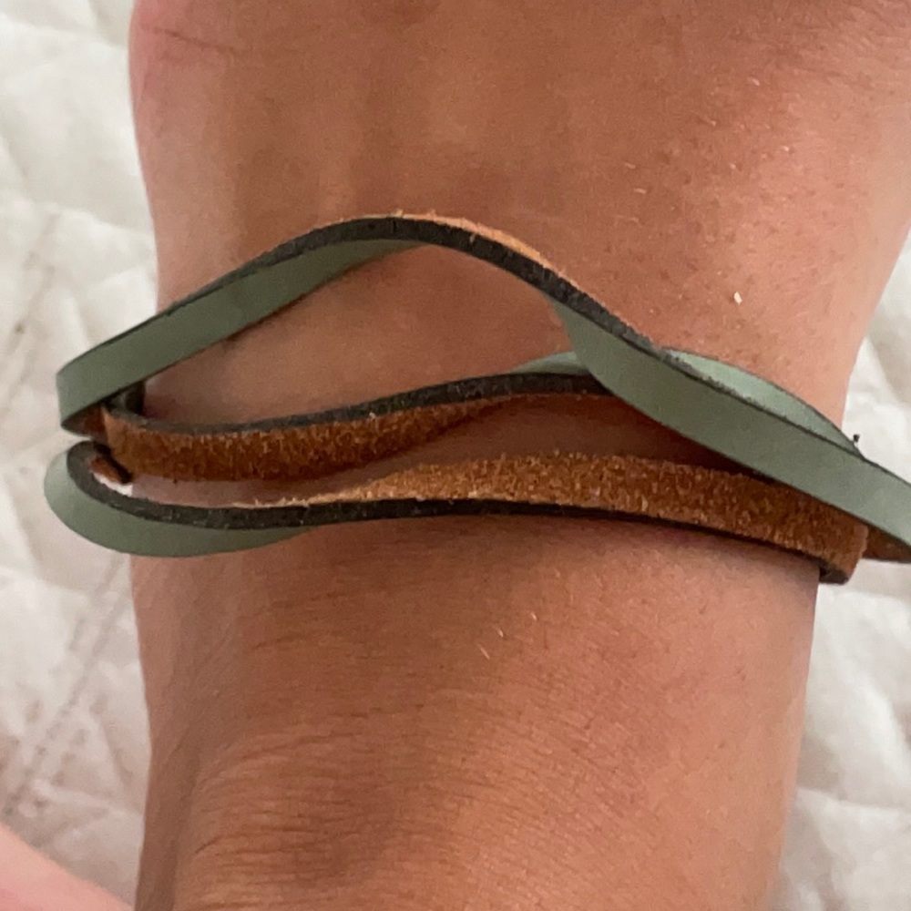 Army green and brown layered bracelet